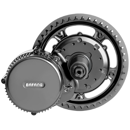 Frontansicht des Bafang M215 Mittelmotor – kompakter, leiser E-Bike Antrieb mit 250 W Leistung und 80 Nm Drehmoment.