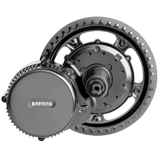 Frontansicht des Bafang M215 Mittelmotor – kompakter, leiser E-Bike Antrieb mit 250 W Leistung und 80 Nm Drehmoment.